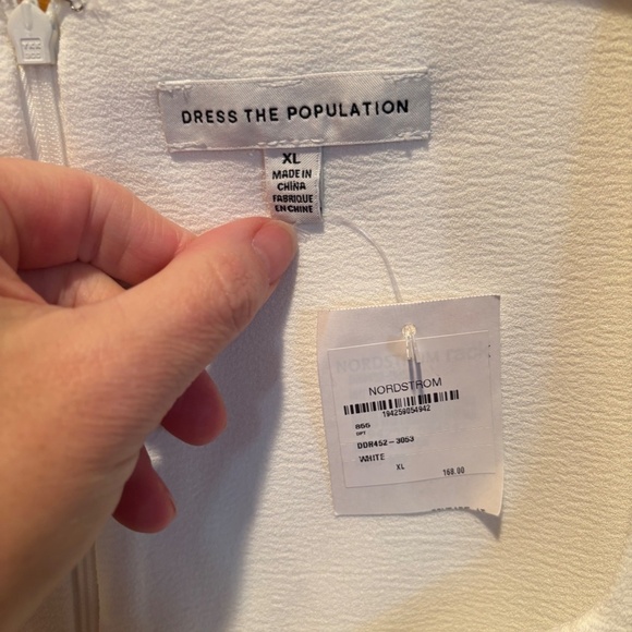 Dress the Population Elle Sweetheart Neck Sheath Midi Dress in Off White XL NWT - Picture 4 of 7